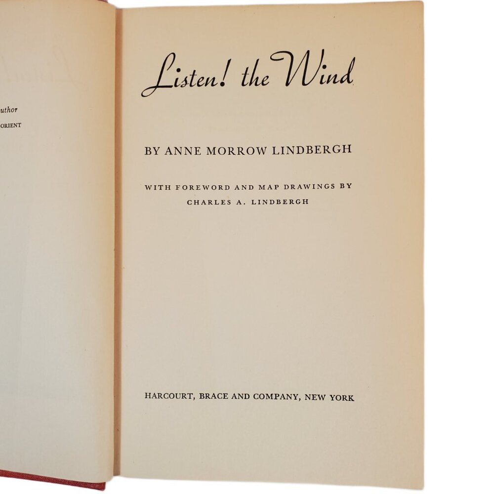 VTG Book “Listen! The Wind” 1938 1st Edition HC by Anne Morrow Lindbergh